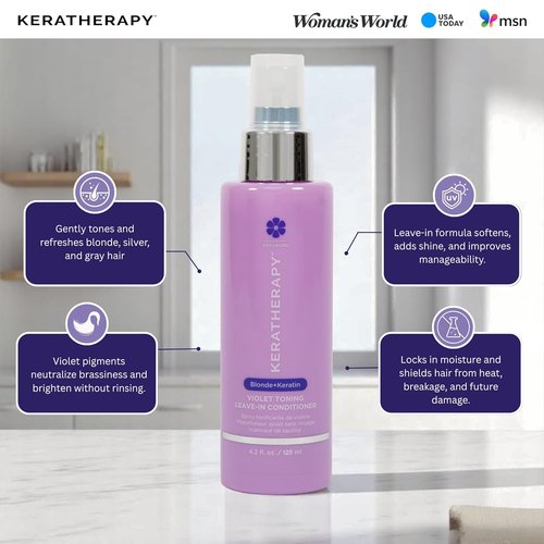 KERATHERAPY Keratin Infused Violet Toning Leave-In Protectant - Sulfate & Paraben Free for Blonde & Gray Hair | 3.7 fl. oz.