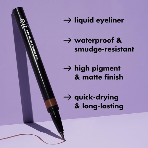 e.l.f. H2O Proof Eyeliner Pen - Waterproof, Long-Lasting, High-Pigmented Felt Tip Liner in Deep Brown | Vegan & Cruelty-Free