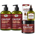 Difeel 4-PC Castor Pro-Growth Hair Growth: Cleansing & Growth Set - Includes 12 oz Shampoo, 12oz Conditioner, 12oz Hair Mask & 2.5oz Root Stimulator