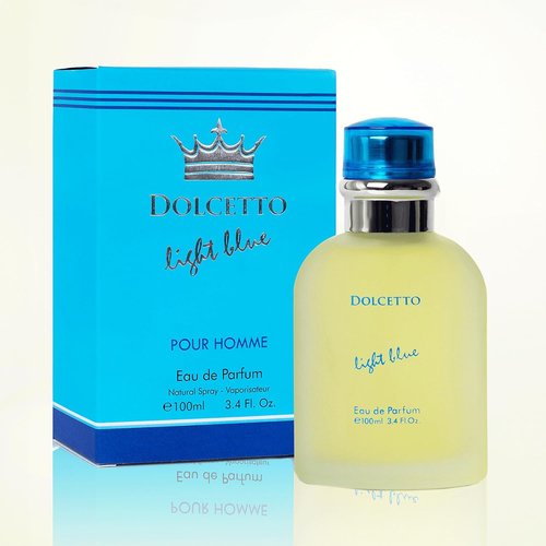 NovoGlow Dolcetto Light Blue Eau De Parfum for Men - Refreshing Woody Floral & Aquatic Fragrance | 3.4 Fl. Oz.