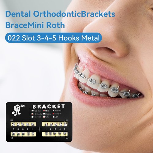 SEAVERRS 100pcs/Pack 022 Slot Bondable with Hook on 345 Teeth Model Mini Roth Brackets Roth,5 pieces per pack 20 pieces per pack. (5 pcs)
