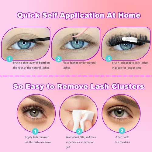 DAODER Cluster Lashes Natural Look 640pcs Wispy Lash Clusters 9-13mm Short Eyelash Extension With 30D+40D+50D+60D Mixed Lash Book D Curl Natural Lash Extension (30D+40D+50D+60D 9-13MM)