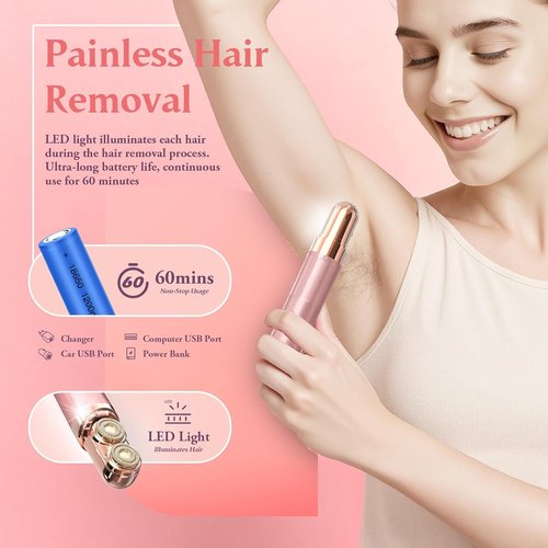 Epilator,2 in 1Epilator for Women Rechargeable,Womens Electric Shaver with LED Light,Hair Removal for Women Legs/Face/Bikini/Arms,Smooth Epilator Trimmer Travel Kit Set,Hair Removal Area Upgrade