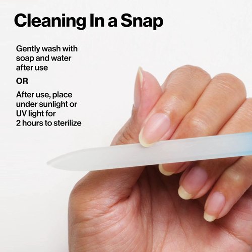 Revlon Glass Nail File - Self-Cleaning Manicure Tool with Bacteria Shield Technology | 1 Count