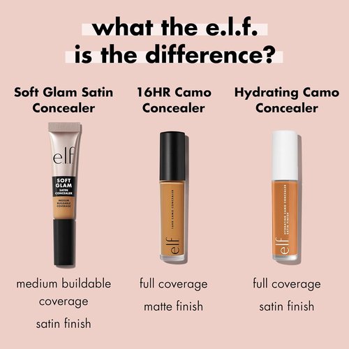 e.l.f. Soft Glam Satin Concealer - Medium Coverage, Crease-Resistant & Long Lasting, Fair Neutral 13