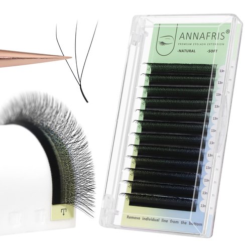 ANNAFRIS 3D Premade Fan W Shape Clover Eyelash Extensions 0.07 C Curl 8-12mm Mix Self Fanning Lashes Extension Makeup Supplies Professional Use (0.07 C, 8-12mm Mix)