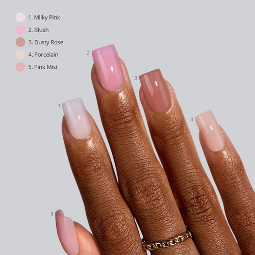 BTArtboxnails XCOATTIPS Bare 5-Shades Nude Press on Nails - Short Square Press on Nails, 4-Week Wear, Easy Apply, Soak Off, Salon Quality Value at Home, 16 Sizes - 160 Fake Nails