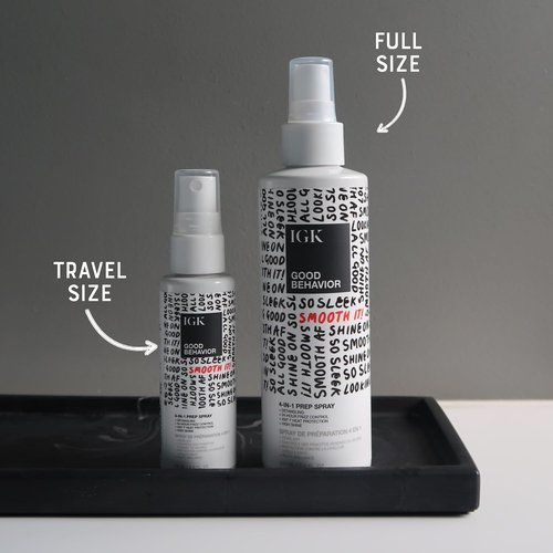 IGK Good Behavior 4-in-1 Prep Spray Travel Size - Frizz Control, Heat Protection & Shine | 2.0 Fl Oz (Pack of 2)