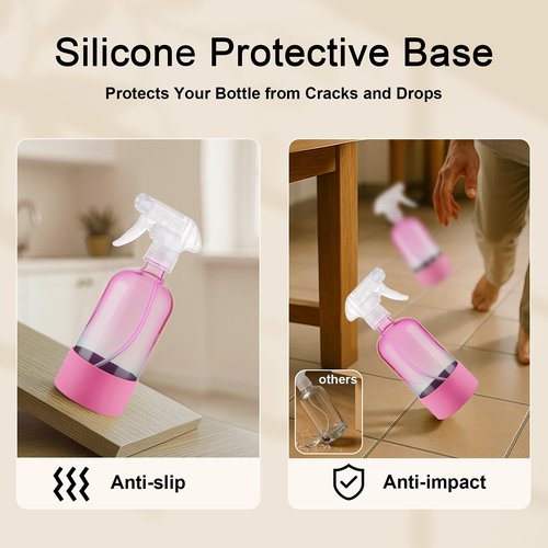 Hethyo Glass Spray Bottles with Silicone Sleeve 16.9oz 2 Pack Empty Spray Bottle for Hair Mist/Stream Spraying Refillable Containers for Cleaning Solutions, Plants (Gradient)