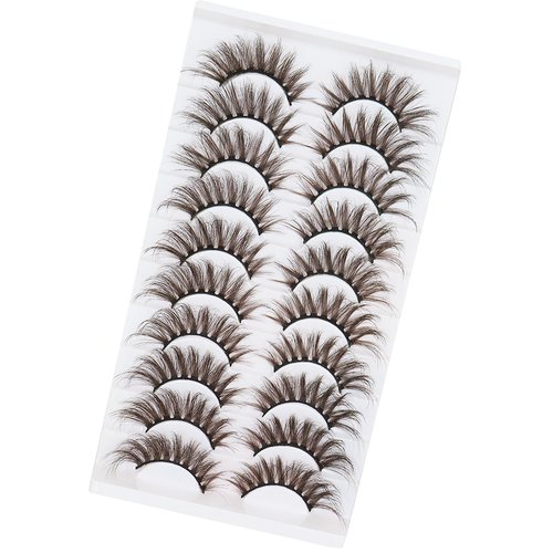 Brown Eyelashes Fairy Lashes Cat Eye Wispy False Eyelashes Mink Fluffy Dramatic Dark Brown Strip Lashes Fox Eye Long Volume Fake Eyelashes 10 Pairs (MQ608)