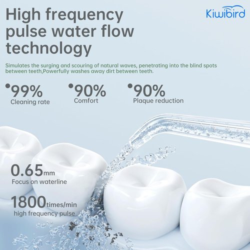 KIWIBIRD Mini Water Flosser - Ultra-Portable Cordless Oral Irrigator with UVC Light & IPX8 Waterproof | 230mL Teeth Cleaner for Tonsil Stones & Braces Care (Purple)