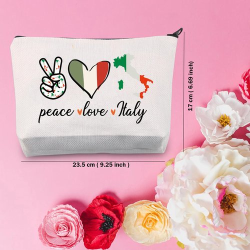 TSOTMO Italy Gift Italy Travel Toiletry Bag For Tourist Italian Gift Italy Trip Gift Peace Love Italy Cosmetic Bag For Italy Lovers (PEACE ITALY)