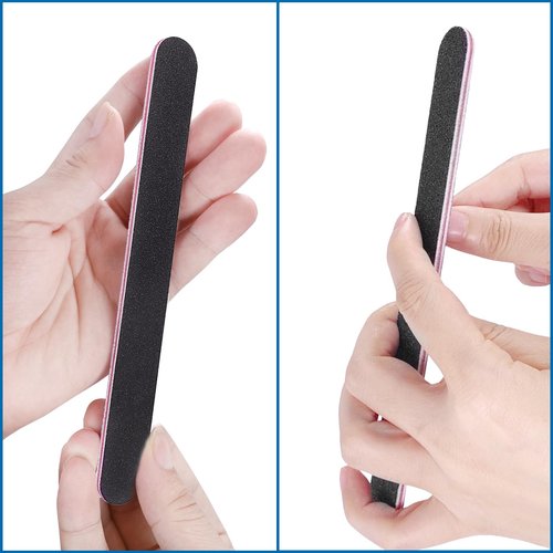 Nail Files Bulk (100 Pack), Professional Emery Board 100/180 Grit Nail File Double Sided Emory for Natural and Acrylic Nails Fingernail Files for Gel Nail Reusable Manicure Disposable Pedicure Black