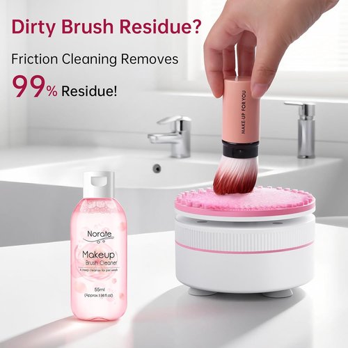 Norate Electric Makeup Brush Cleaner - Automatic Spinning Washer with 1.98 Fl.Oz Shampoo | Ideal Gift for Makeup Lovers