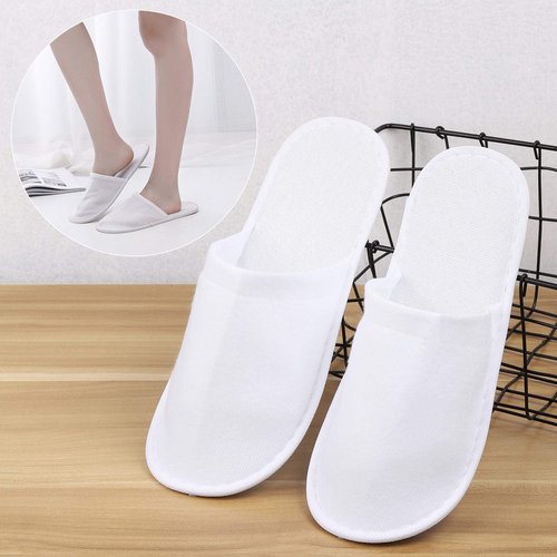 Tbestmax 24 Pair Spa Flip Flops Disposable Slippers for Hotel Guests Women, Men Closed Toe Super Comfort White
