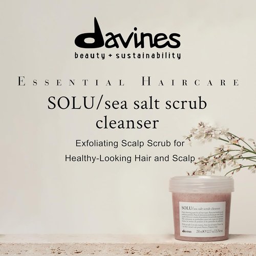 Davines SOLU Sea Salt Scrub Cleanser - Gently Removes Residues for Clean, Soft Hair | 8.45 Fl Oz