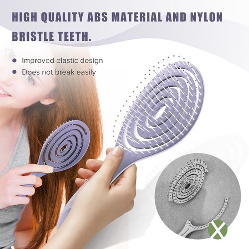 SHINLEA Detangle Hair Brush - Vented Spiral Brush for Effortless Tangle Removal | All Hair Types (Purple)