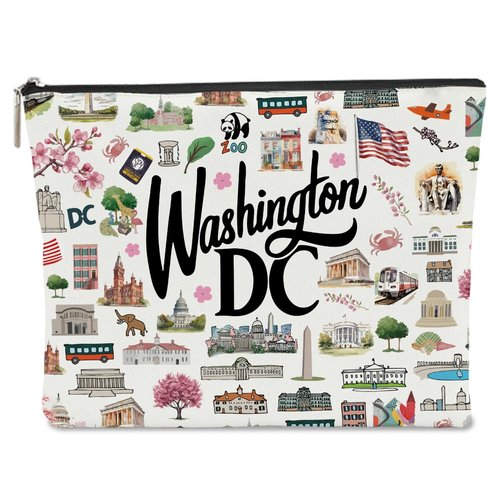NBIAN Washington DC Themed Makeup Bag washington dc Souvenirs Gift for Women, Best Friend, Sister - Travel Friendly Cosmetic Bag, Birthday Christmas Present