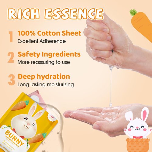 KONEUK 9 Pack Animal Face Masks Skincare for Kids, Bulk Sheet Hydrating Face Mask for Kids Skin Care, Collagen Face Mask for Teens Women, Valentines Day Gifts, Spa Party Gifts for Teen Girls