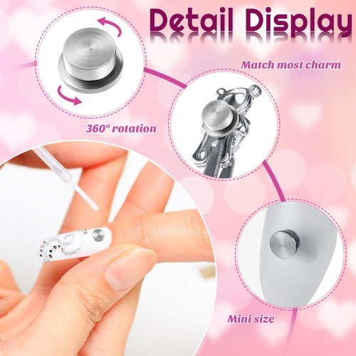 Leelosp 30 Pieces Spinning Nail Charms Nail Art Rotating Charm Bearing Art Tool Rings Jewelry Rotating Tools 3D for Women Girls Crafting Jewelry Accessories(Silver,0.16 x 0.2 x 0.1 Inches)