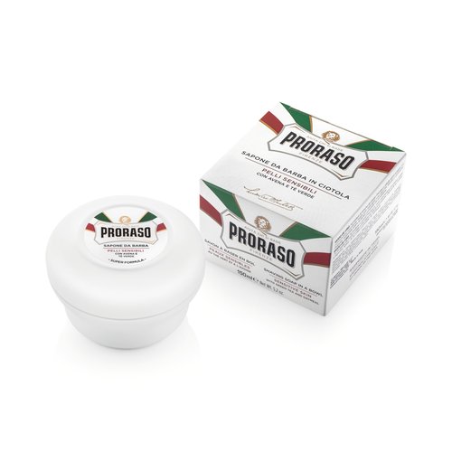 Proraso Shaving Soap - Oatmeal & Green Tea - Nourishing & Gentle Formula Shave Soap in a Bowl for Sensitive Skin - Premium Italian Shaving for Men - 5.2oz