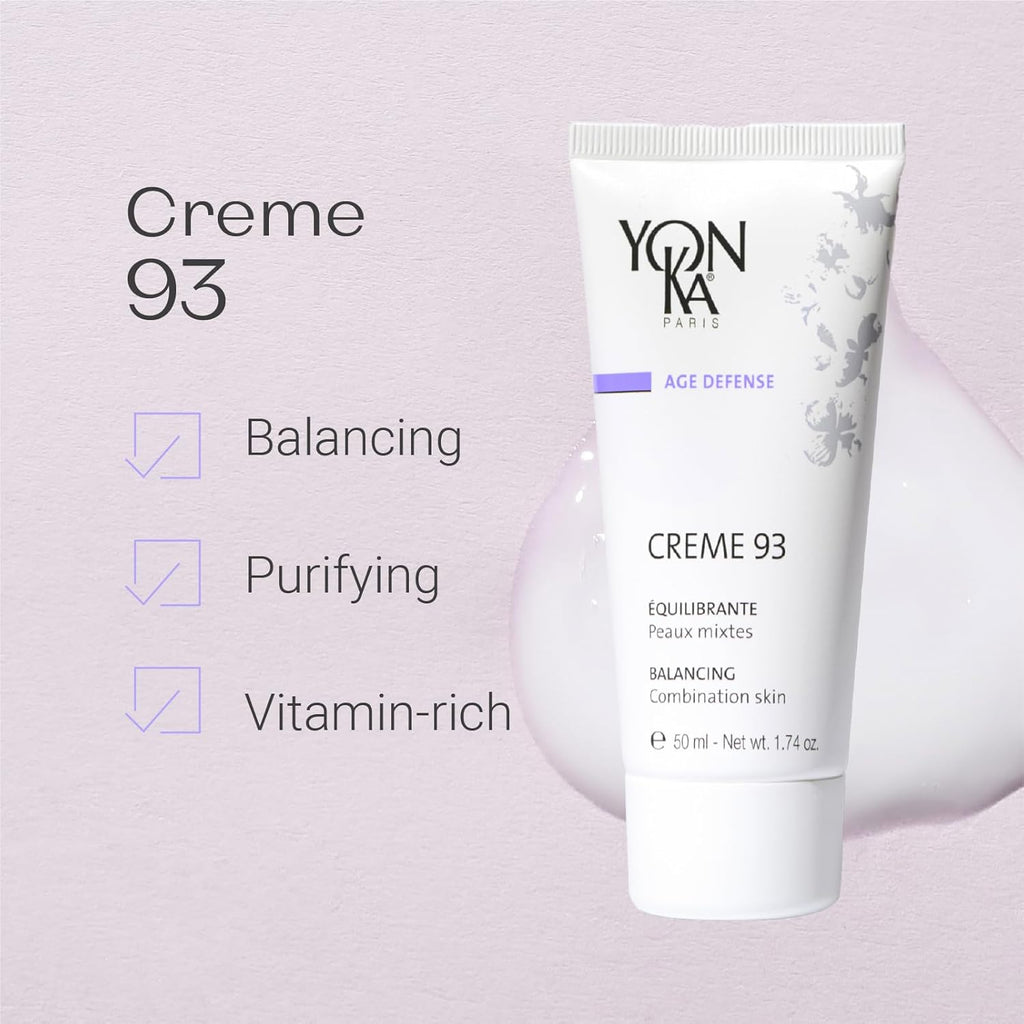 Yon-Ka Creme 93 Mattifying Moisturizer - Balancing Facial Cream for Combination Skin | Paraben-Free | 1.74 oz
