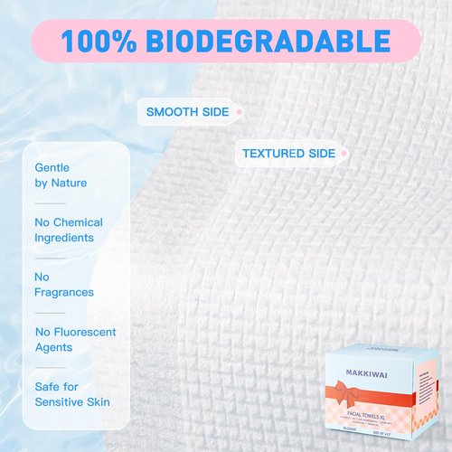 MAKKIWAI Face Towels Skin Club,1 Pack 50 Ct makeup remover wipes, 10"×12" Disposable eyelid wipes XL, Ultra Soft Makeup Remover Dry Wipes, Facial Towel