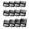 Clipper Guards Set Compatible with Most Wahl Clippers, -1/16" to 1", 12 Piece Set, Black Color, New Version