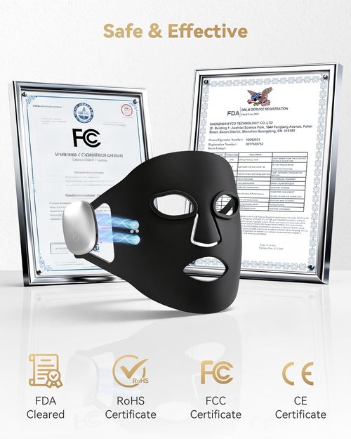 Skiennix Red Light Mask for Face - Rechargeable Infrared Therapy with 3 Custom Modes | Ideal for Home Use
