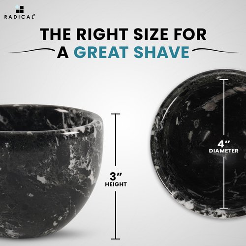 Radicaln Marble Shaving Bowl 3" Inch Black Handmade Shave Soap Holder for Men, Barber Accessories & Supplies, Luxury Stone Bowl for Shaving Cream & Aftershave Foam