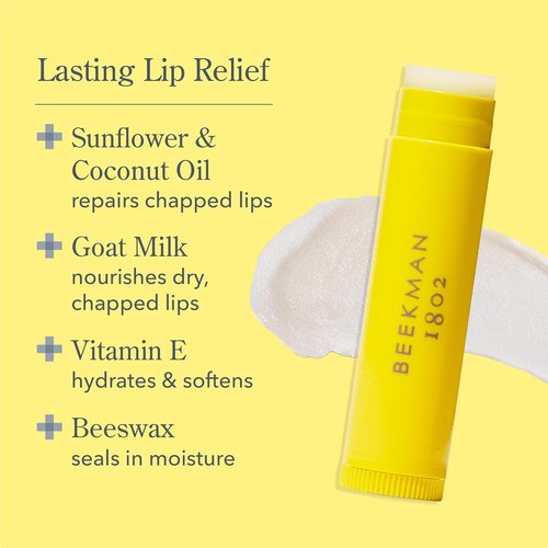Beekman 1802 Lip Balm - Vanilla Absolute | Nourishing Goat Milk & Vitamin E for Dry Lips - 0.15 oz