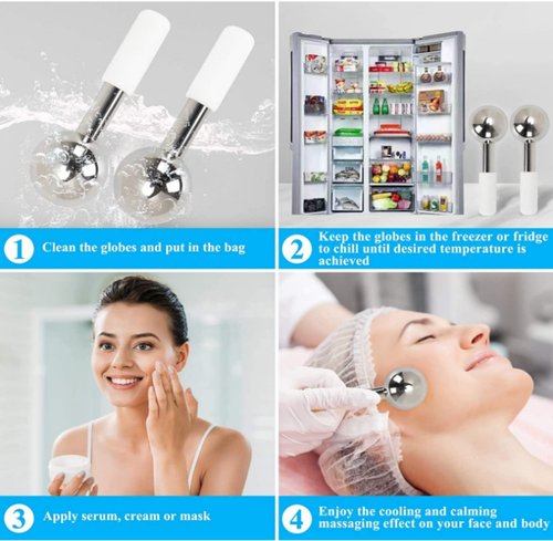 Globes for Facials, Cooling Roller for Face, Cryo Sticks Massager for Face Neck & Eyes, Cold Roller Skin Care for face Puffiness, Dark Circles, Wrinkles, Collagen Production (Gold)