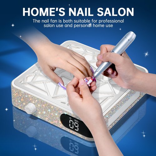 CHRISTINE SHELLY Nail Dust Collector, Powerful Vacuum Fan Vent Dust Collector Extractor Dust Suction Machine for Acrylic Nails Polishing, Nail Salon&Home, AB Diamond