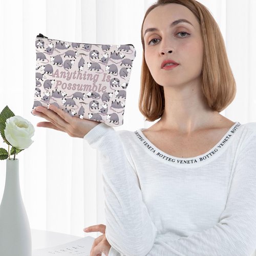 G2TUP Opossum Lover Cosmetic Bag Possum Makeup Bag Anything Is Possumble Funny Possum Zipper Bag Gift (Possumble New)