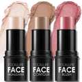 FOCALLURE Cream Contour Sticks Set - 3 Pcs with Highlighter, Bronzer & Blush | Non-Greasy, Long-Wear Makeup - Light-Medium