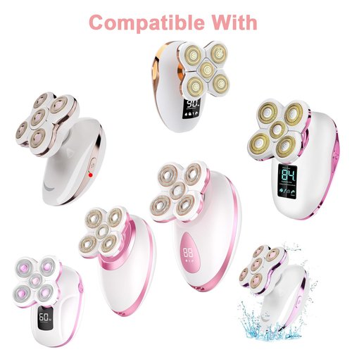 FOXSONIC 3 Pcs 5 Blades Universal Head Shaver replacement Heads for Head Shaver, Compatible mainstream shaver brands, head shaver replacement blades, Electric shaver replacement heads