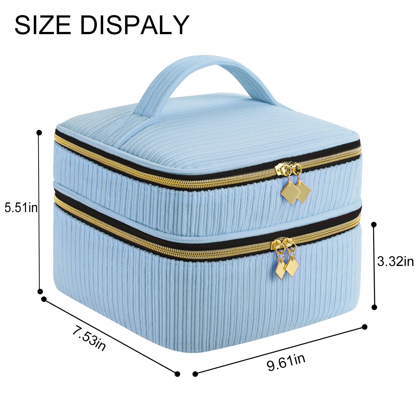 ZFZGFRCS Nail Polish Organizer- Holds 30 Bottles, Nail Organizers and Storage Double-Layer Nail Bag Organizer Case Nail Polish Holder with Handle, Nail Kit Organizer for Manicure Tools (Blue)