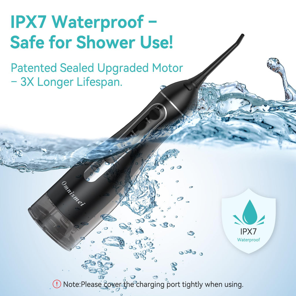 Water Dental Flossers for Teeth, 300ML Cordless Portable Electric Water Flosser, 4 Modes Oral Irrigator, Waterproof Rechargeable Water Floss for Deep Cleaning, Plaque Remover,Braces Home Travel Use