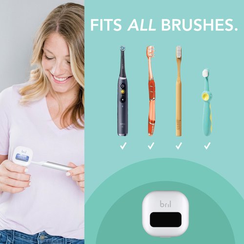 Bril UV-C Toothbrush Sanitizer, Portable Cleaner, Travel Cover, Magnetic Holder, and Rechargeable Case for Any Size Toothbrush, White