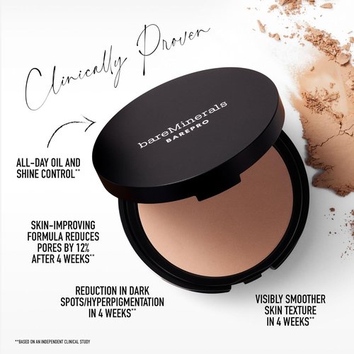 bareMinerals Barepro Powder Foundation - Full Coverage Matte Finish, Oil Control, Longwear Formula