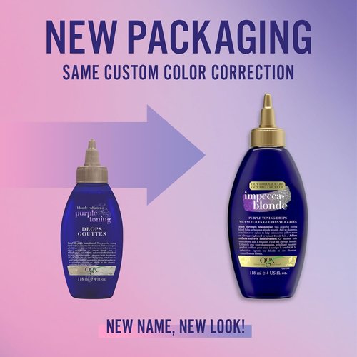 OGX Impecca-Blonde Purple Toning Drops - Enhance Blonde Hair Color, 4 Fl Oz