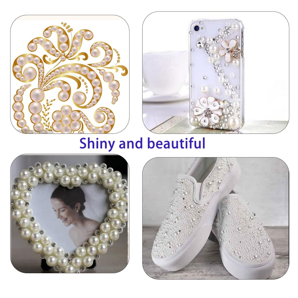 Xenophoer 5900 Pcs Half Pearls for Crafts Black Nail Pearls for Nail Art Falt Back Pearls for Makeup Craft Pearls for Artists Creative DIY Flatback Pearls for Nails (2/3/4/5/6/8/10mm) , (ZZ003)