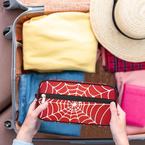 LLCXCSI Travel Toiletry Bag for Boys Kids, Red Spider Web Waterproof Hanging Dopp Kit for Men, Shaving Bag with Large Capacity for Travel, Sports, Shower