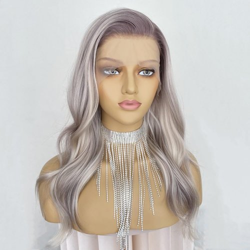 CIMITIKI Highlight Ash Blonde with Brown Colored 13x4 Lace Front Wig Ready to Wear HD Glueless 18Inch Body Wave Pre plucked Natural Hairline for Women