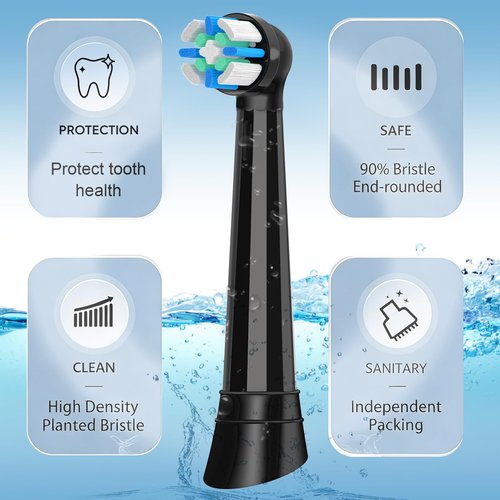 iO Replacement Heads Compatible with Oral b iO 2/3/4/5/6/7/8/9/10 Series Electric Toothbrush,Toothbrush Heads with Medium-Hard Bristles for Plaque Removal & Teeth Care,Black