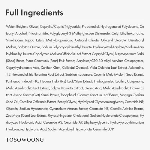 TOSOWOONG Real Oatmeal Relief Cream, Daily Face Moisturizer, Blemish Relief Care, Soothing Recovery, Moisture, Colloidal Oatmeal, Ceramide, Panthenol, Hyaluronic Acid, Korean Skincare 50ml 1.69 fl.oz.
