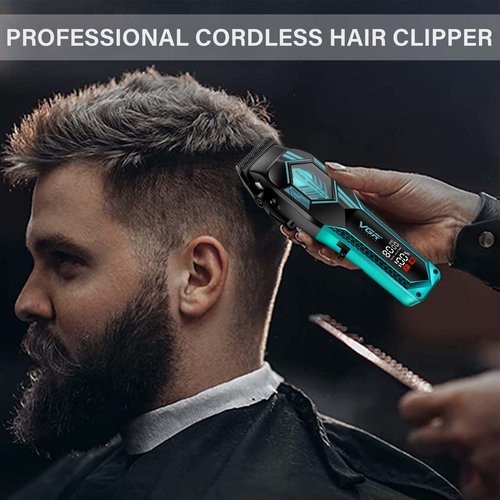 VGR 119 Professional Cordless Hair Clippers for Men, Rechargeable Barber Clippers with Base, Lithium-ion Battery Hair Cutting Machine with BLDC Motor and Ceramic Blades for Home and Barber, Green