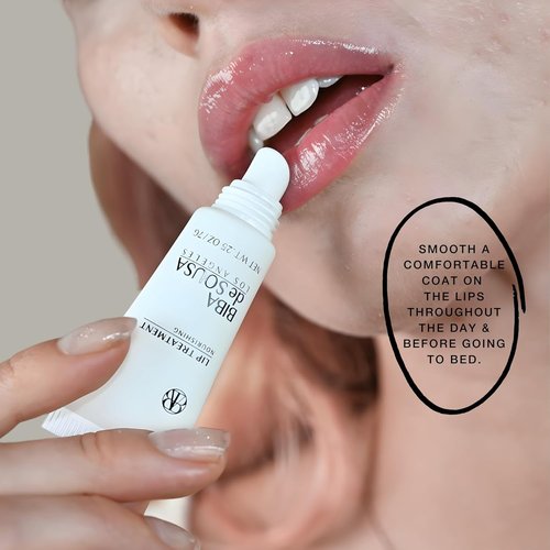 Biba De Sousa Lip Treatment - Moisturizing Balm with Peptides & Squalane for Dry Lips | Clear & Unscented (0.25 oz)