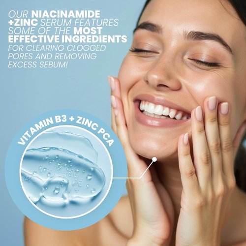 Niacinamide 12% Serum - Pore Minimizer with Zinc & Hyaluronic Acid for Even Skin Tone | 2 Fl Oz