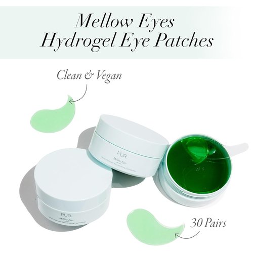 PÜR MINERALS Hydrogel Under Eye Patches - Hydrate & Brighten with Hemp Seed Oil | 30 Pairs